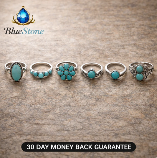 Auntie Turquoise Silver Ring set